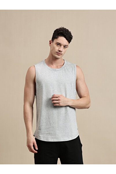 ECOLORE By Styli Men Grey Solid 100% Cotton Comfort Fit Tank