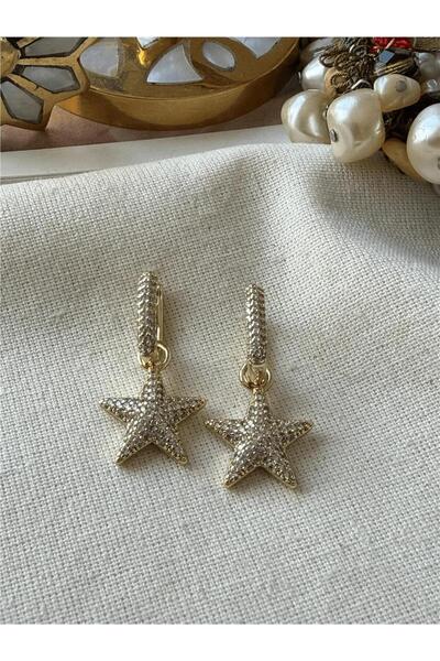 POSH AND PROUD VİP SERİ 14K FULL ZİRKON TAŞ DENİZ YILDIZI MODEL SALLANTILI KÜ...