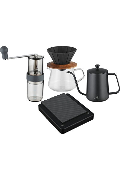Alsaif Gallery Stainless Steel Coffee Preparation Set, 5 Pieces - Transparent...