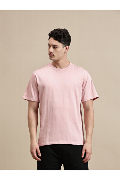 ECOLORE By Styli Men Pink Crew Neck 100% Cotton Comfort Fit T-Shirt