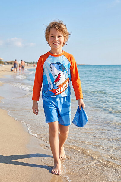 Minipodyum Μακρυμάνικο μαγιό για αγόρια, σετ 3 τεμαχίων με στάμπα