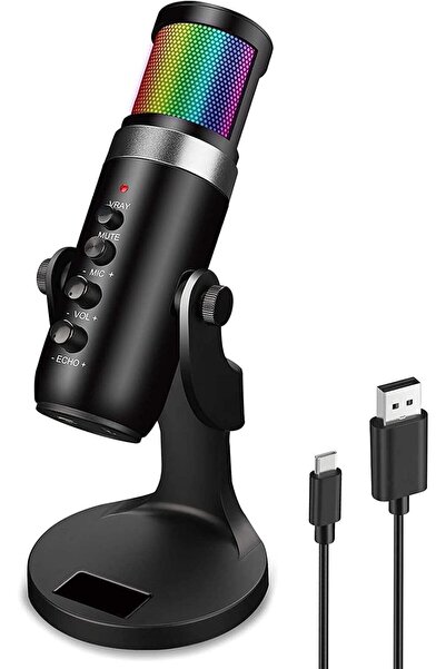Arabest Gaming Microphone,USB Condenser Streaming Mic with RGB Lighting,Noise...