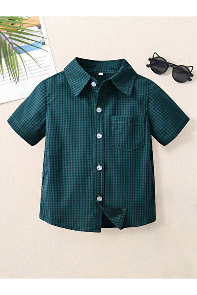 Take Two By Styli Green Checked Short Sleeve Shirt