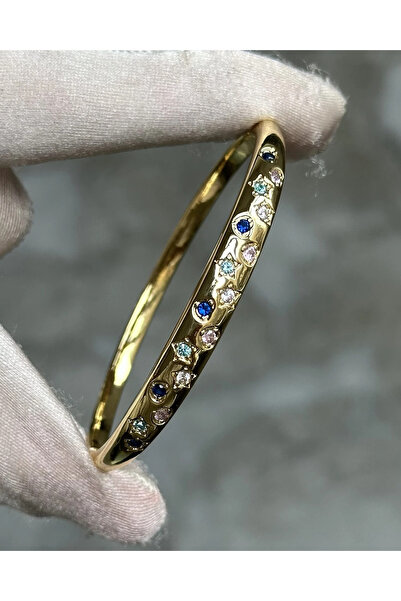 SWANOVAJEWELRY 14K VIP Çok Taşlı Kelepçe Bileklik