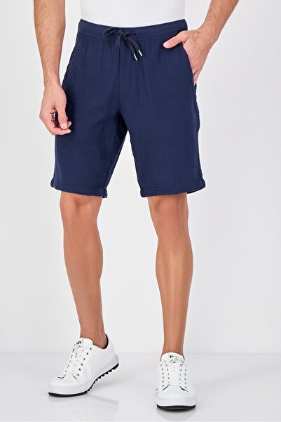 CELIO شورت رجالي أساسي منقوش، أزرق داكن