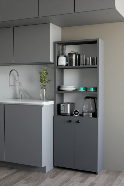 alpaevmobilya Kapaklı Çok Amaçlı Mutfak Dolabı 150x50x22 cm - Raflı Erzak Dol...