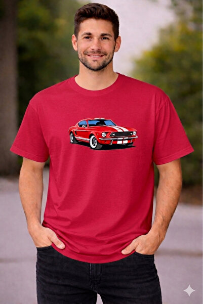 VODEXA Tricou oversize unisex MUSTANG, imprimat, 100% bumbac, croială confort...