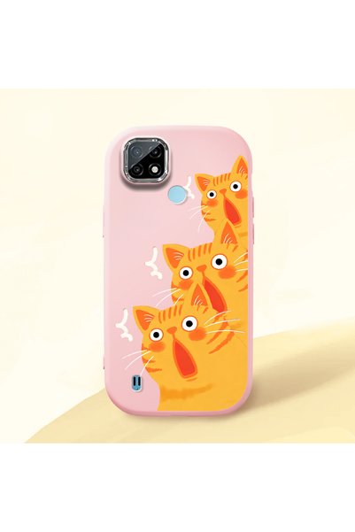 ucuc Realme C21 Compatible Shock-Absorbing Camera Protected Pink Silicone Case