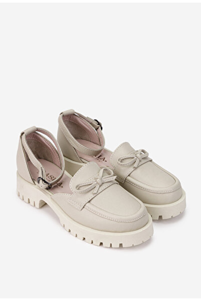 Dasha Women's beige genuine Leather shoes with bow