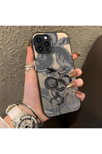 SLIMFELT iPhone 14 Pro Max Uyumlu Yüksek Kaliteli Yılan Desenli Kılıf, Şık ve...