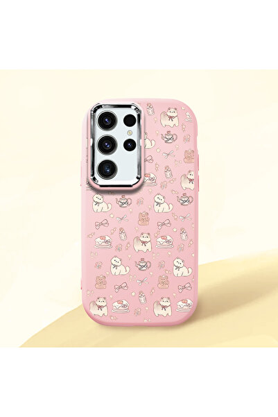ucuc Samsung Galaxy S24 Ultra Uyumlu Darbe Emici Kamera Korumalı pembe Siliko...