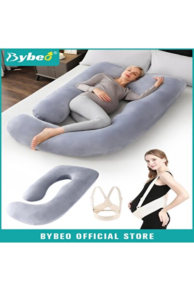 BYBEO Pregnancy Pillow + Maternity Belt Set, Maternity Pillows with Removable...