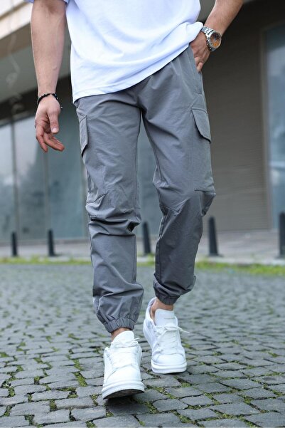 i8 Denim Erkek Beli Lastikli Desenli Kargo Cepli Eşofman