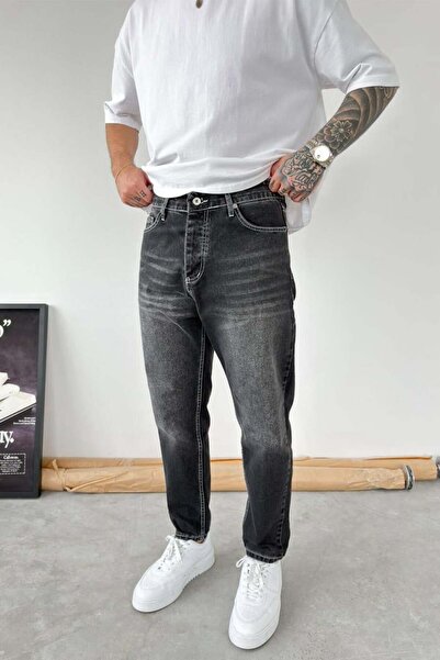 HAFKAGİYİM Pantaloni Boyfriend negri cu detaliu cusătură inversată