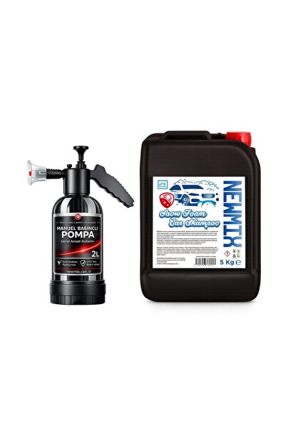 NEWMİX Snow Foam 5 LT + Köpük Yapıcı Kimyasal Dayanımlı Basınçlı Pompa 2 Litre