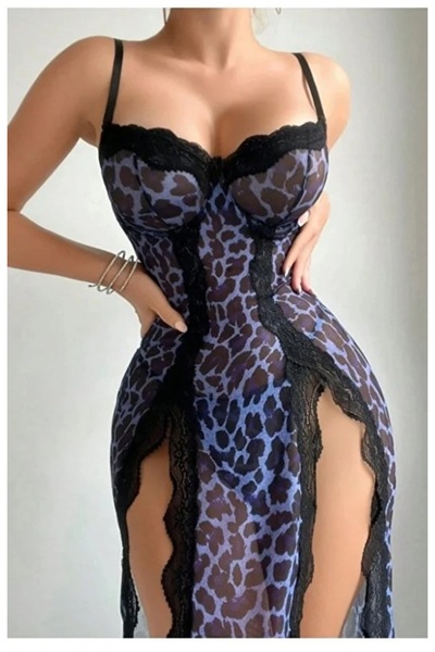 SİA LESS Women's Stylish Long Slit Nightgown Dowry Dress