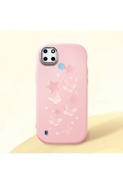 ucuc Realme C21Y/C25Y Compatible Shock-Absorbing Camera Protected Pink Silico...