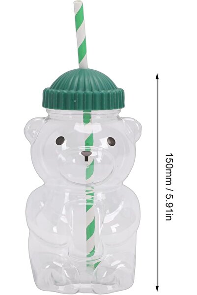 Queen’s Kitchen Cupibear - Sevimli Ayıcıklı Pipetli PET Plastik İçecek Bardağı 500 ml