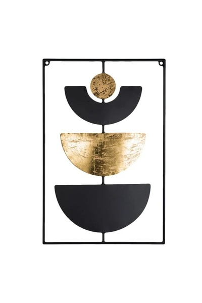 ELITECOMMERCEMARKET Tablou Metalic Negru Auriu "Lunar Cycle" 40x60cm