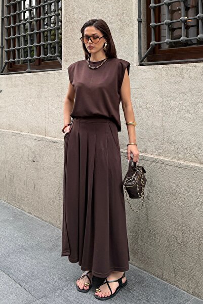 BEJNA Γυναικεία μπλούζα Modal Touch με επένδυση και πλισέ φούστα, σετ μπλούζα...