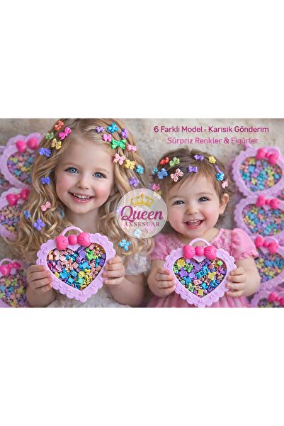 QUEEN AKSESUAR Σετ μίνι κουμπωτών αγκράφες σε σχήμα ροζ καρδιάς, 50 τεμάχια, ...