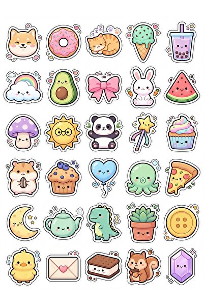 Store 30 Pieces Animal and Dessert Sticker Set - for Laptop, Notebook, Phone