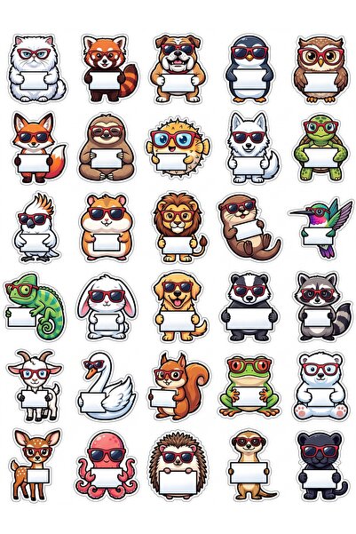 Store 30 Pieces Chibi Cute Animal Sticker Set - for Laptop, Phone, Agenda