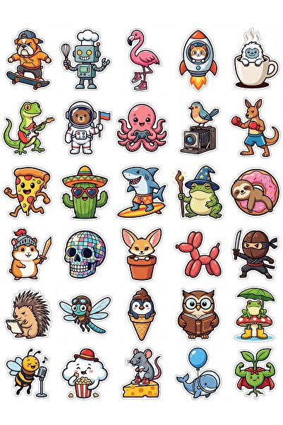 Store 30 Pieces Fun Character Mascot Sticker Set - for Laptop, Notebook, Phon...