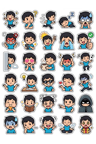 Store 30 Pieces of Fun Chibi Character Sticker Set - Laptop Phone Notebook