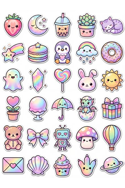 Store 30 Pieces Cute Figures Sticker Set - for Laptop, Notebook, Phone