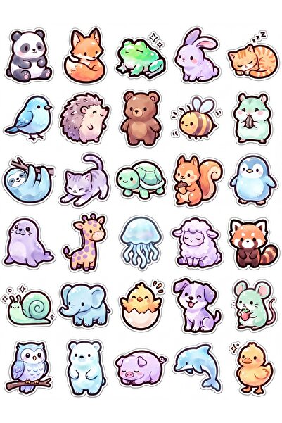 Store 30 Pieces Cute Animal Sticker Set - for Laptop, Agenda, and Phone
