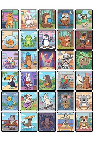 Store 30 Pieces Fun Cartoon Animal Sticker Set - for Laptop, Notebook, Phone