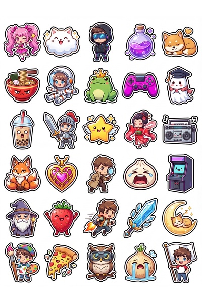 Store 30 Pieces Anime Chibi Sticker Set - for Laptop, Notebook, Phone