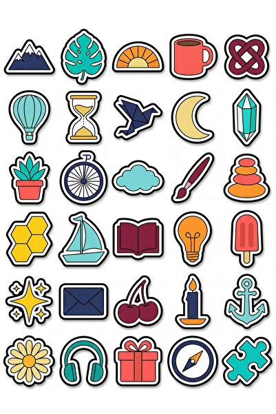 Store 30 Pieces Minimalist Modern Icon Sticker Set - for Laptop, Phone, Agenda