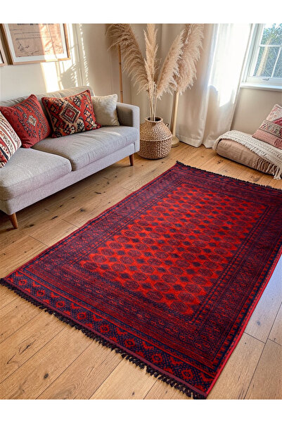 Zeora Home Afgan Desenli Makine Dokuma Kilim Etnik Otantik Anadolu Saçaklı Sa...