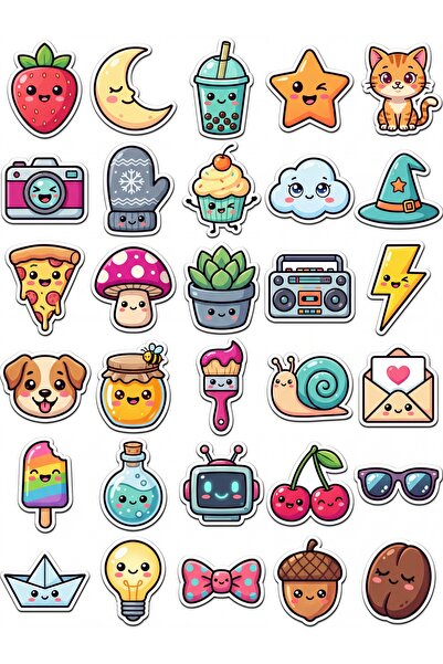 Store 30 Pieces Cute Figures Sticker Set - for Laptop, Notebook, Water Bottle