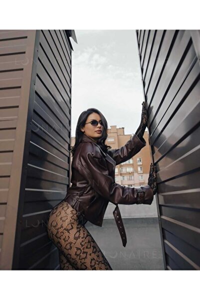 miss love fantasy Kadın Özel Bölgesi Kapalı Eldivenli Leopar Boydan Çorap
