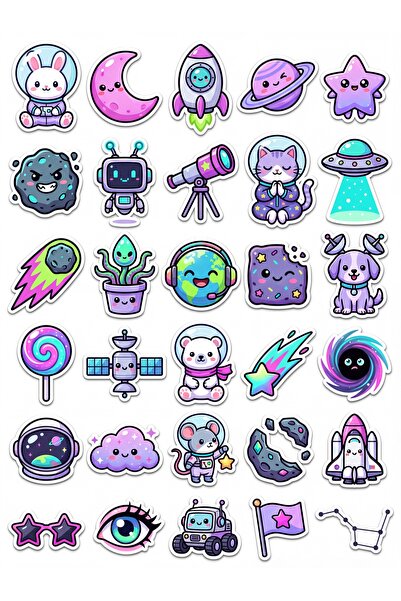 Store 30 Pieces Space Adventure Sticker Set - for Laptop, Notebook, Phone