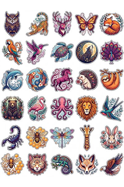 Store 30 Pieces Colorful Bohemian Animal Sticker Set - Laptop, Notebook, Phon...