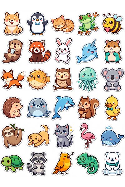 Store 30 Pieces Cute Animals Sticker Set - Laptop Notebook Phone