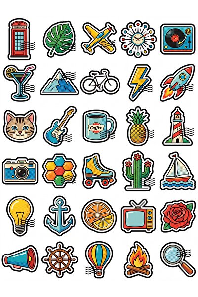 Store 30 Pieces Retro Pop Art Postage Stamp Sticker Set - Laptop Phone Suitca...