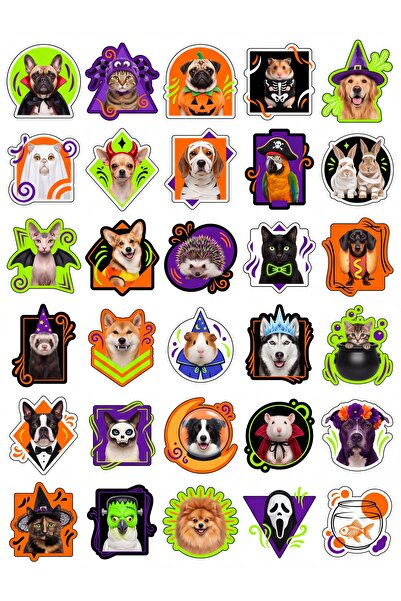 Store 30 Pieces Pop-Art Costumed Animals Sticker Set - for Laptop, Notebook, ...