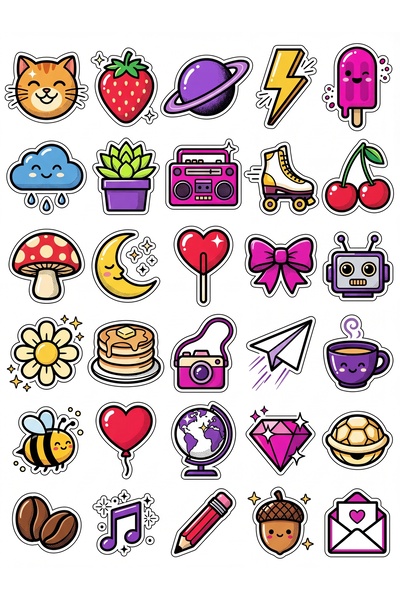 Store 30 Colorful Pop Art Sticker Set - for Laptop, Notebook, Phone and Agenda