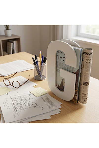 SUMUAS Dekoratif Dergilik Kitap Tutucu MDF - Modern Masa Üstü Organizer Kitap...