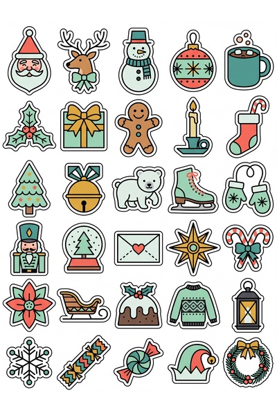 Store 30 Pieces Retro Christmas Sticker Set - for Laptop, Notebook, Phone, Ag...