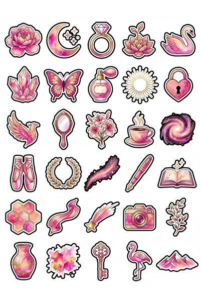 Store 30 Pieces Rose Gold Watercolor Symbol Sticker Set - for Laptop, Noteboo...