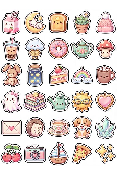 Store 30 Pieces Cute Objects Sticker Set - for Laptop, Notebook, Agenda, Phone