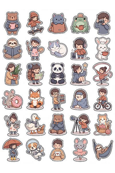 Store 30 Pieces Chibi Character Sticker Set - Cute Design for Laptop, Noteboo...