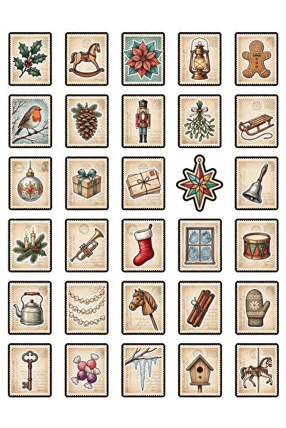 Store 30 Pieces Vintage New Year Postage Stamp Sticker Set - for Planner, Age...