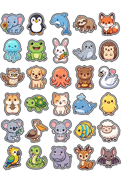 Store 30 Pieces Cute Animals Sticker Set - for Laptop, Notebook, Phone Case